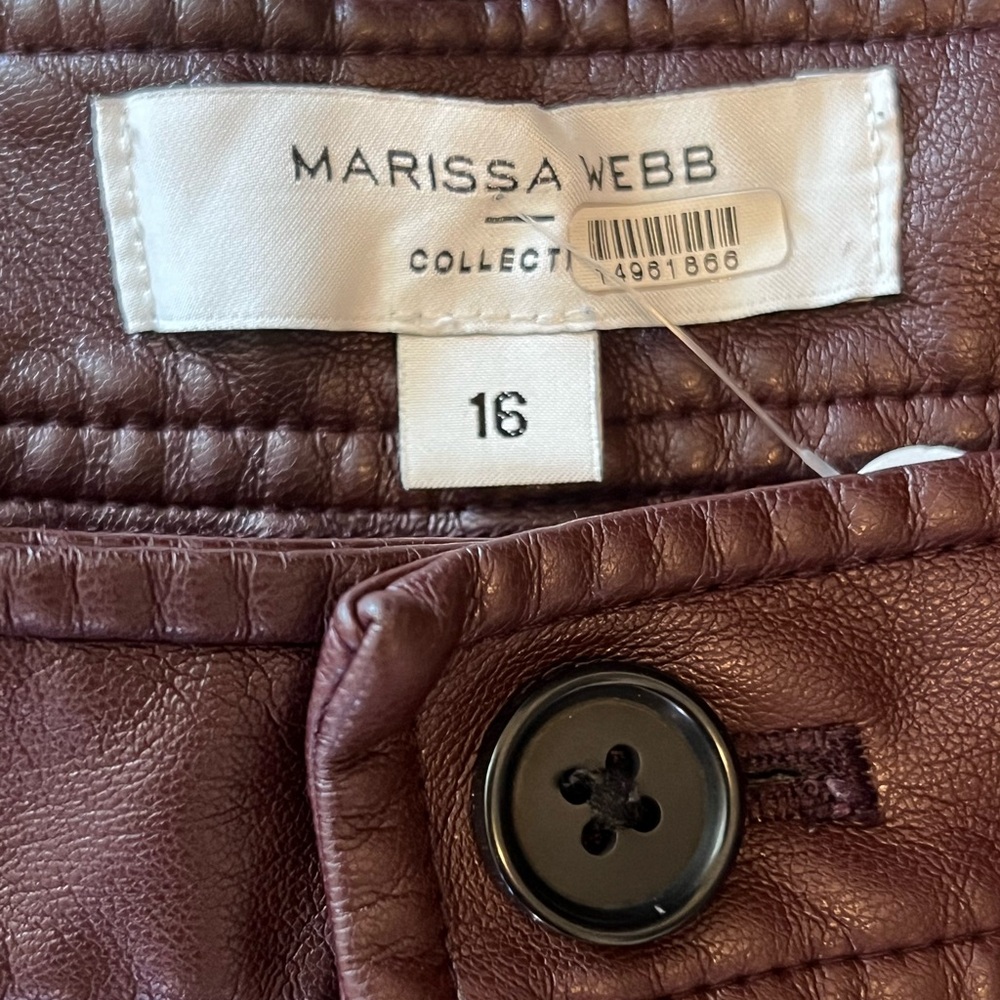 Marissa Webb x RTR Faux Leather Kick-Flare Trousers Pants Burgundy Size 16 - Picture 5 of 8